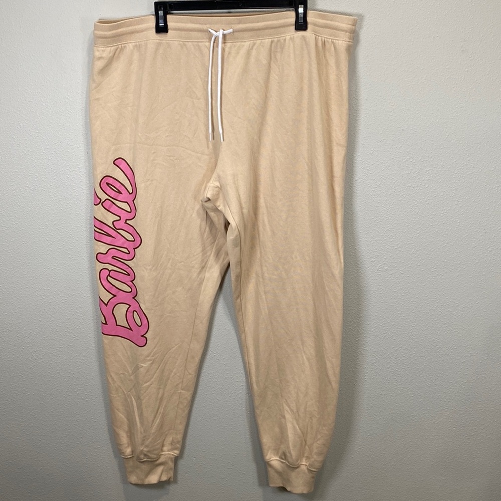 Barbie Mattel‎ sweat pants spell out beige pink joggers